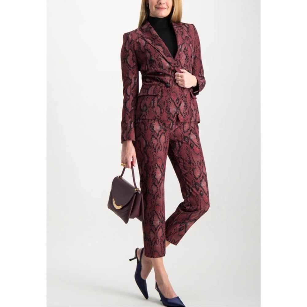 NWT L’Agence Red Snake Print High Waist Trousers | Ludivine Pants Size 2 - Picture 3 of 12